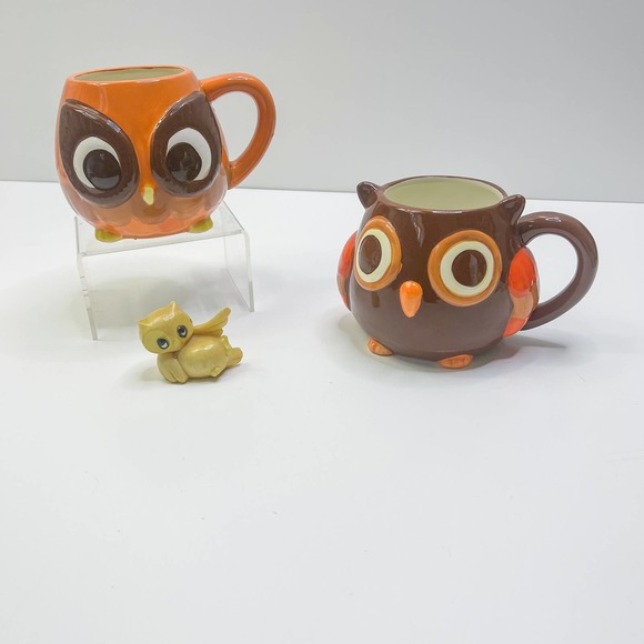 Mesa Home Products Coffee Mug 3D Owl Hand Painted Orange Brown 16 Oz Adorable! - Picture 9 of 9
